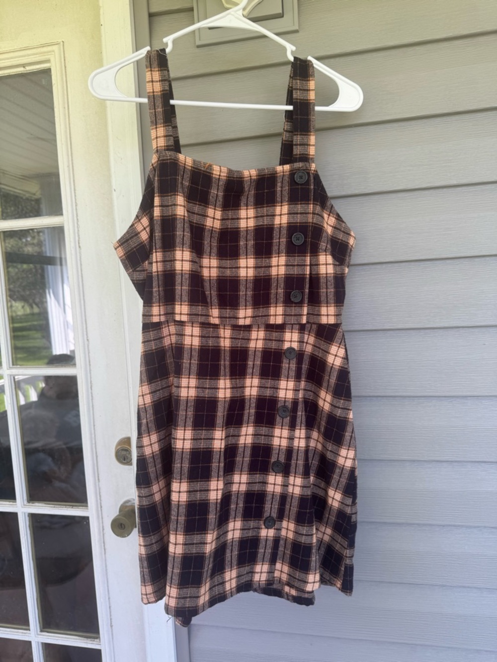 wild fable Brown and Tan Plaid Pinafore Dress